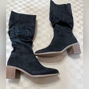 STYLE & CO  Womens Black August Round Toe‎ Stacked Heel Slouch Boot 9.5 NEW BOX